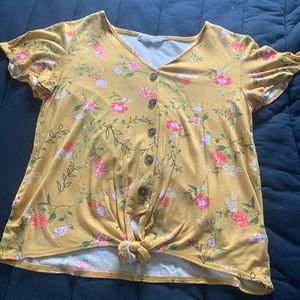 Floral yellow shirt with buttons